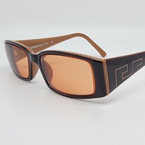 Smilen Eyewear Gotham Style 119 Brown Ivory Greek Key Eyeglasses Frame 50-18-140